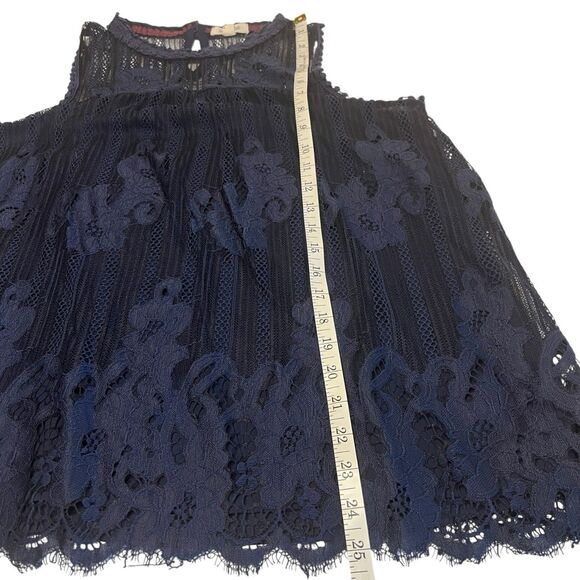 Taylor & Sage Lace Overlay Top XL Navy Boho Romantic Fall Layering - Picture 6 of 11